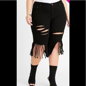 To die for Black Fringe Bermuda shorts! A great addition to any wardrobe.